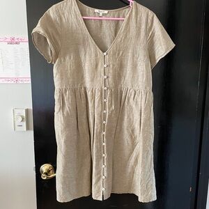 Madewell green Button-Front Mini Dress